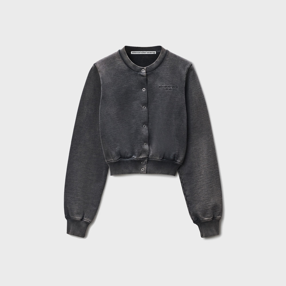 Alexander Wang Shrunken Snap Cardigan Crewneck - Washed Black | Kith Washed Black