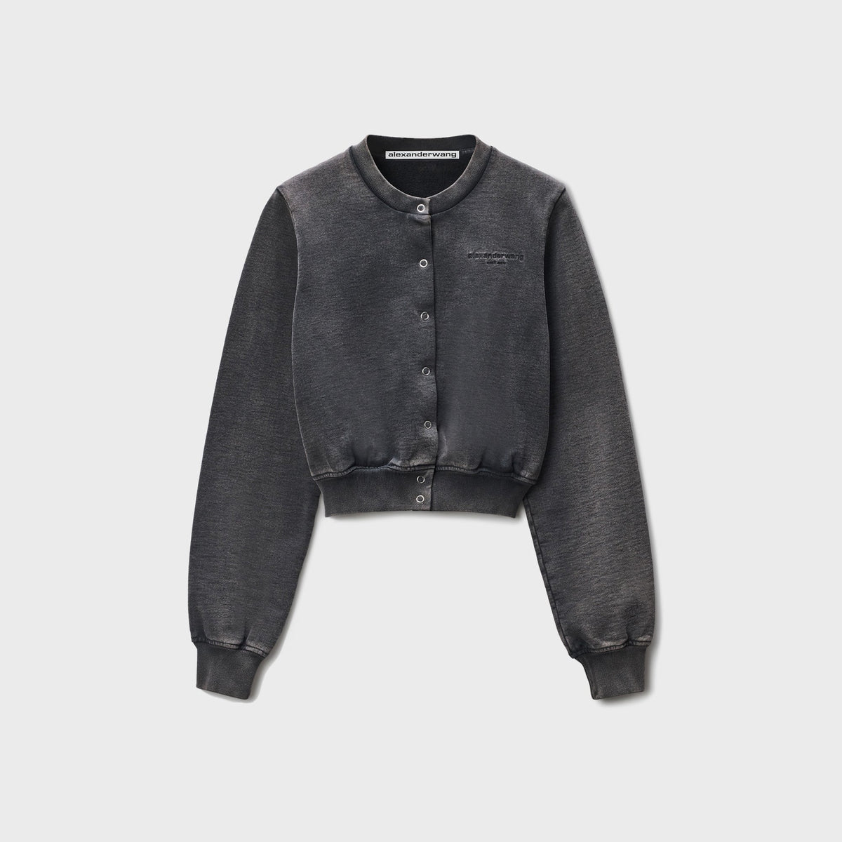 Alexander Wang Shrunken Snap Cardigan Crewneck - Washed Black | Kith Washed Black