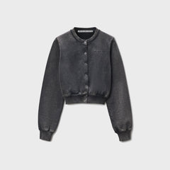 Alexander Wang Shrunken Snap Cardigan Crewneck - Washed Black | Kith Washed Black