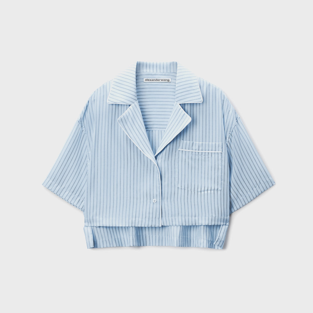 T by Alexander Wang Cropped Shirt - Oxford Blue Multi | Kith Oxford Blue Multi