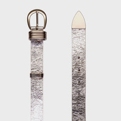 Black Suede Studio Ring Belt - Silver Crinkled Leather | Kith Silver Crinkled Leather