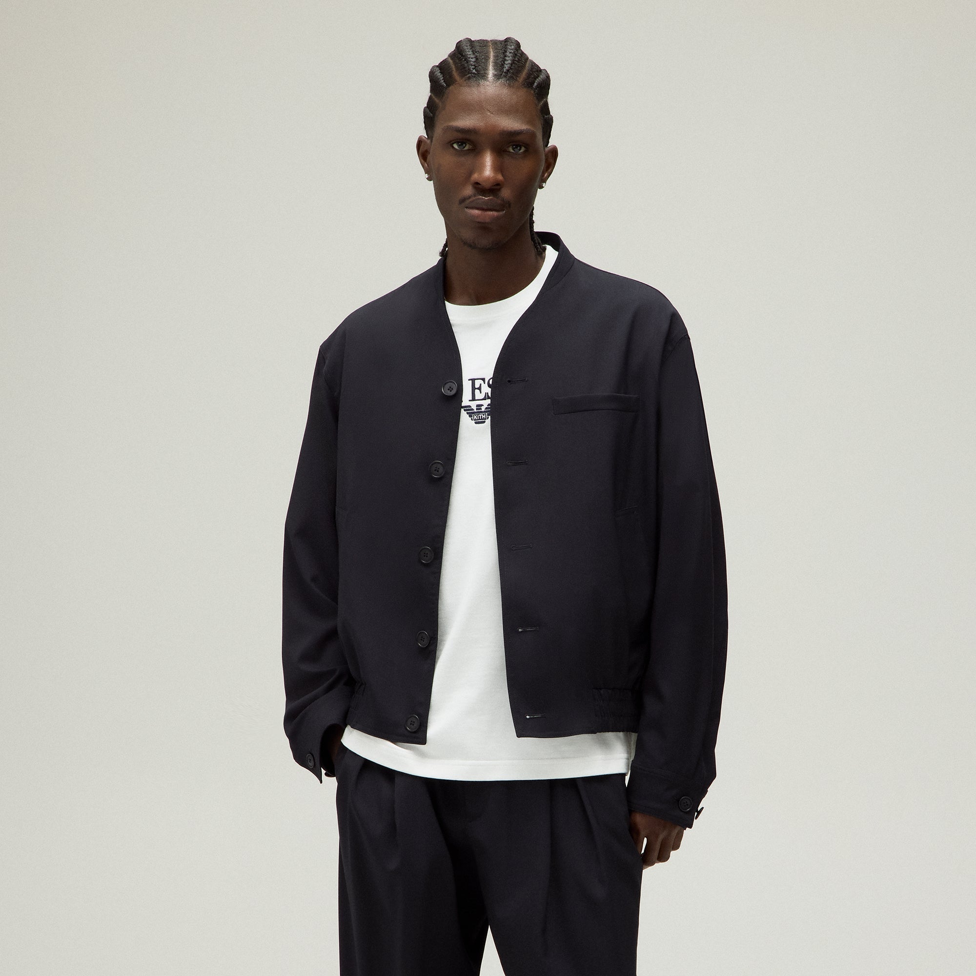 Giorgio Armani & Kith Collarless Bomber Jacket - Admiral | Kith Admiral