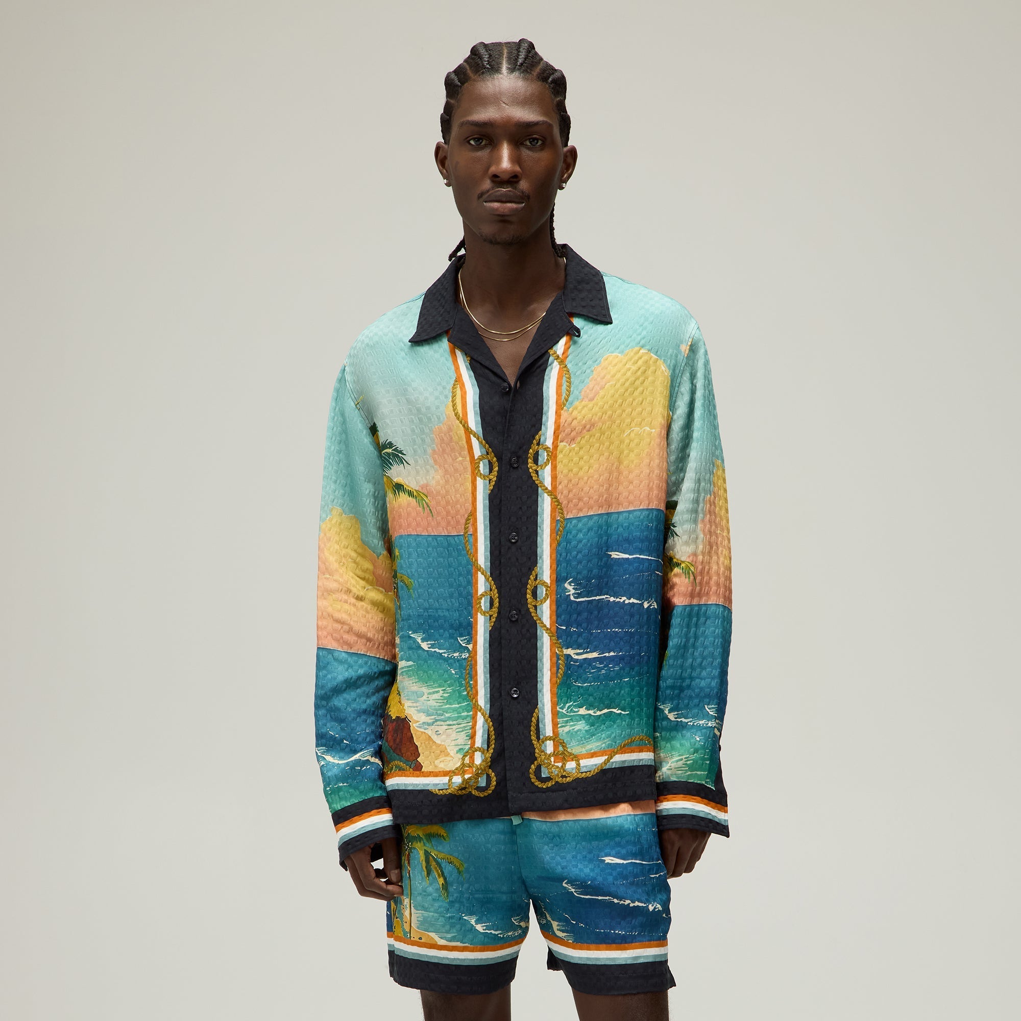 Giorgio Armani & Kith Ornamental Print Long Sleeve Thompson Camp Colla | Kith Multi