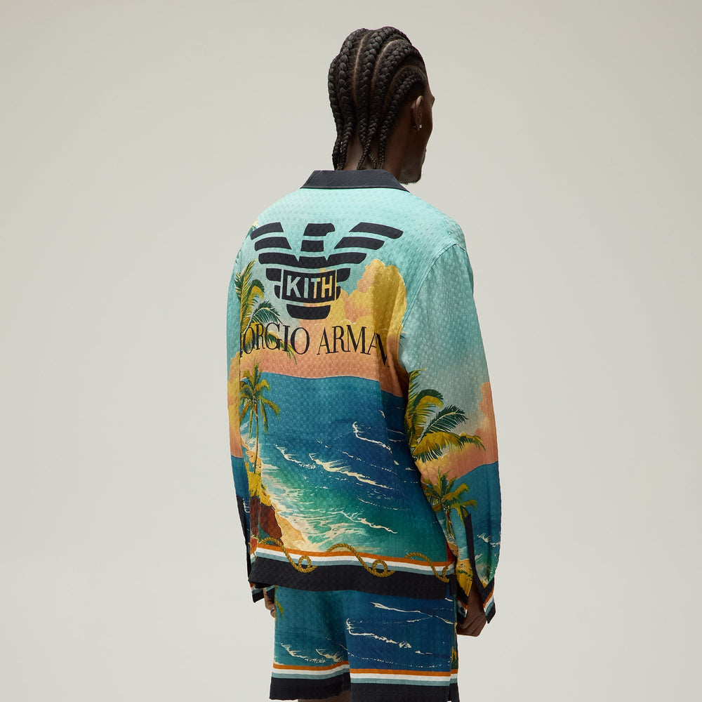 Giorgio Armani & Kith Ornamental Print Long Sleeve Thompson Camp Colla | Kith Multi