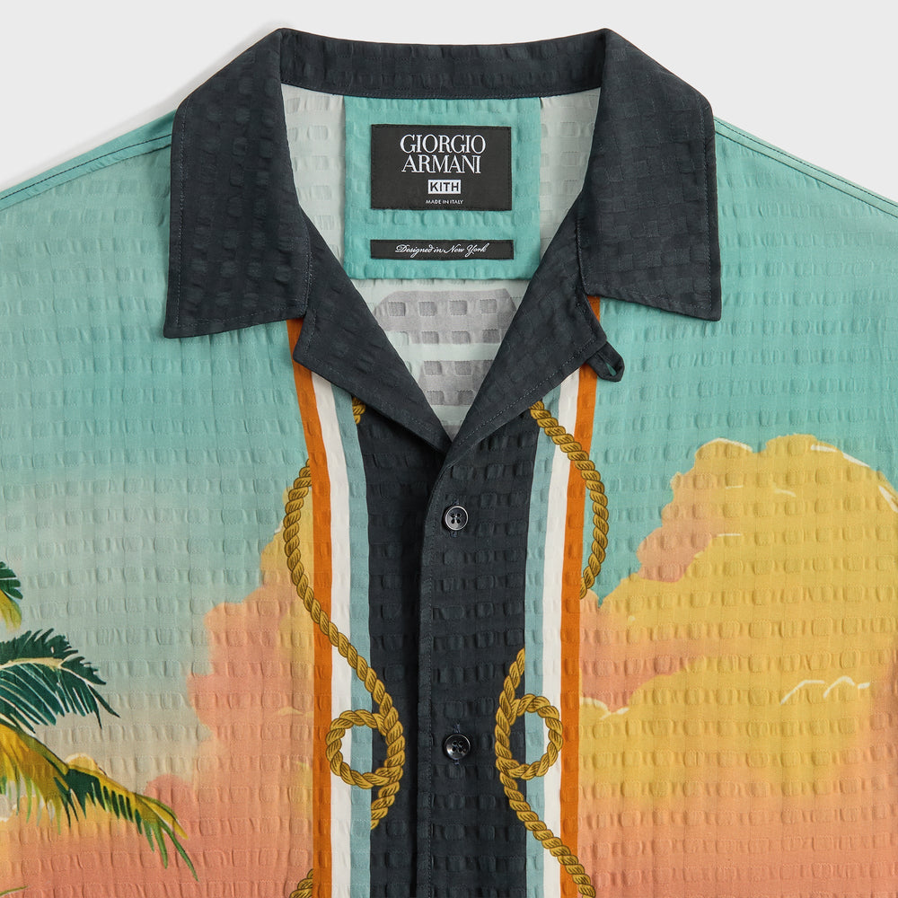 Giorgio Armani & Kith Ornamental Print Long Sleeve Thompson Camp Colla | Kith Multi