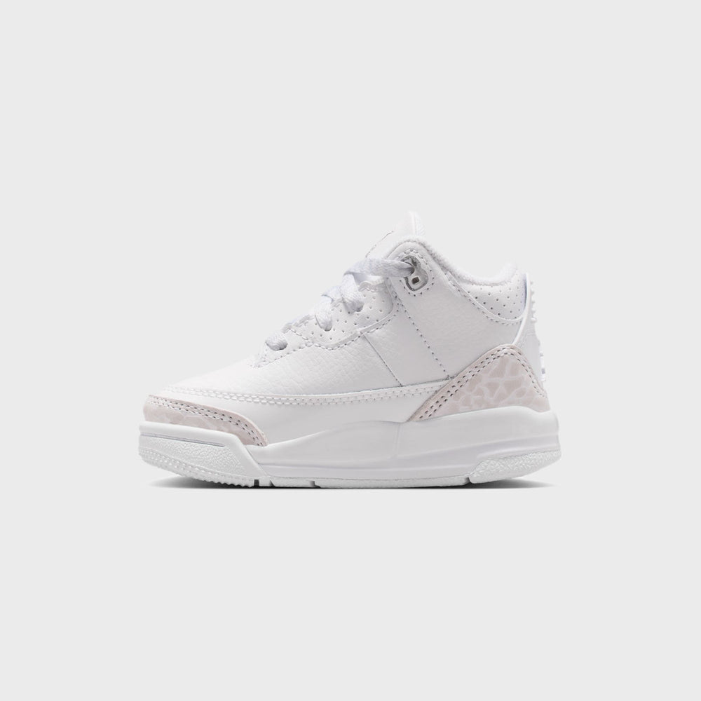 Nike TD Air Jordan 3 Retro - White / Metallic Silver / White | Kith White / Metallic Silver / White