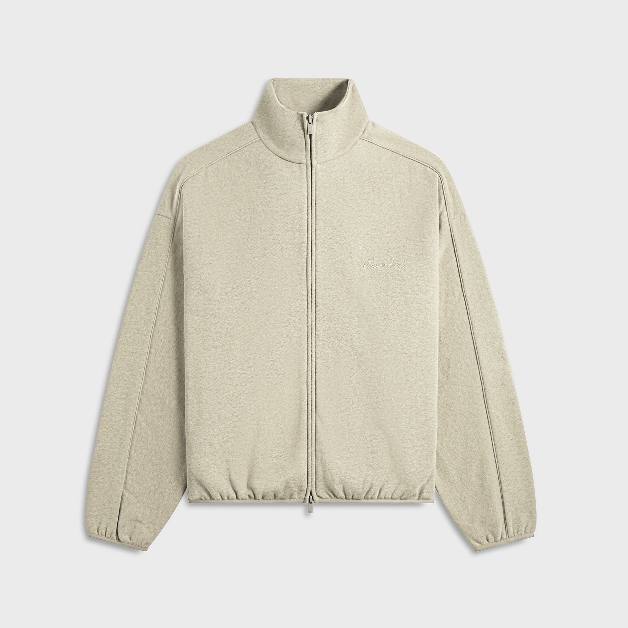 Essentials Modern Fit Fleece Track Jacket - Heather Stone / Cloud Whit | Kith Heather Stone / Cloud White