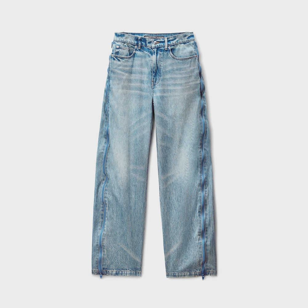T by Alexander Wang Curved Zipper Pant with Basketball Mesh - Vintage | Kith Vintage Bleach Blue