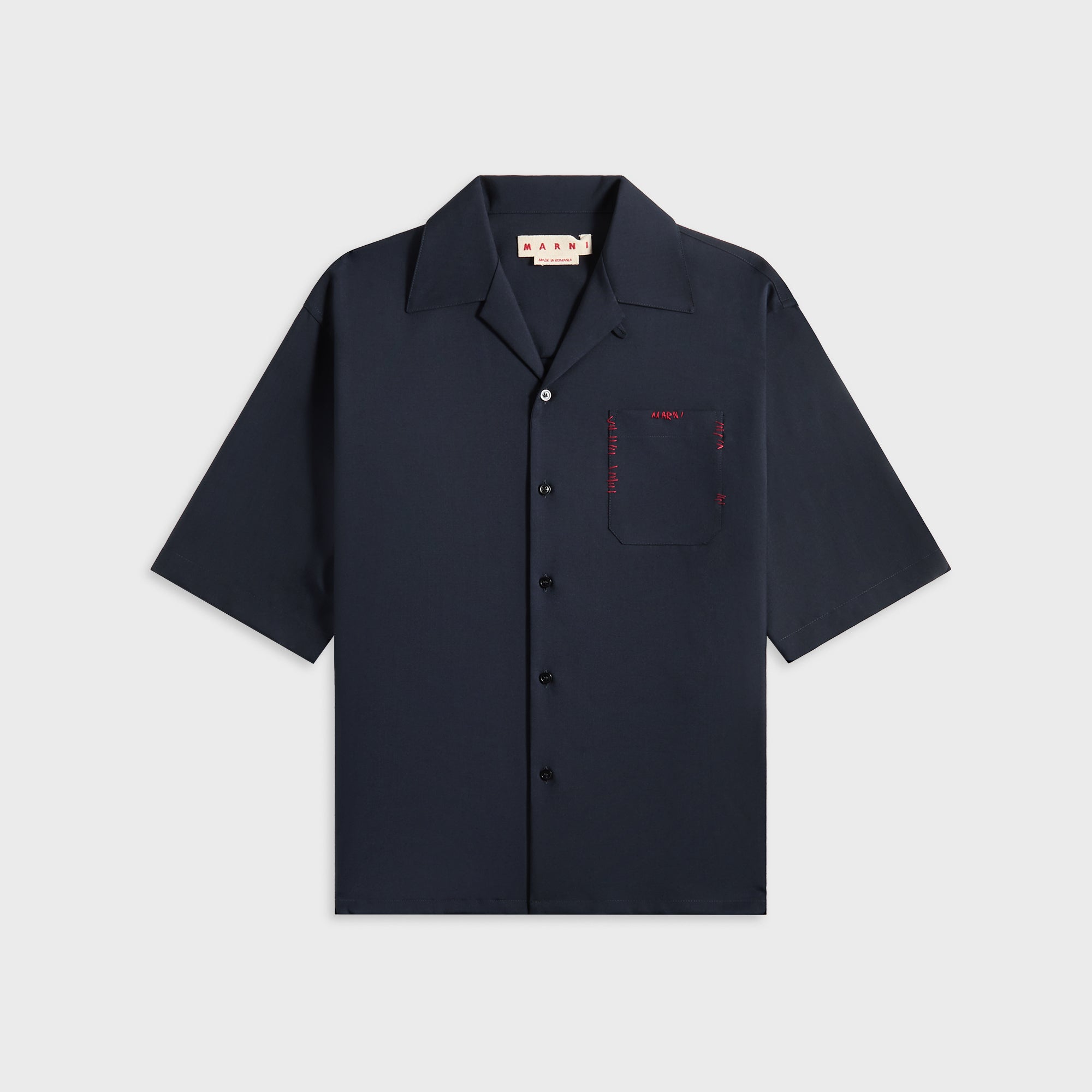 Marni Blue Tropical Wool Bowling Shirt - Blue / Black | Kith Blue / Black