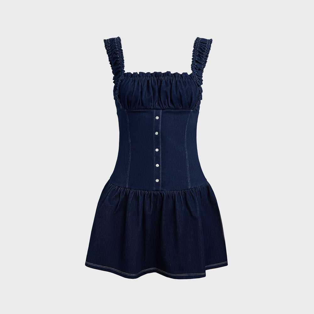 Frankies Bikinis Christa Denim Dress - Blue | Kith Blue