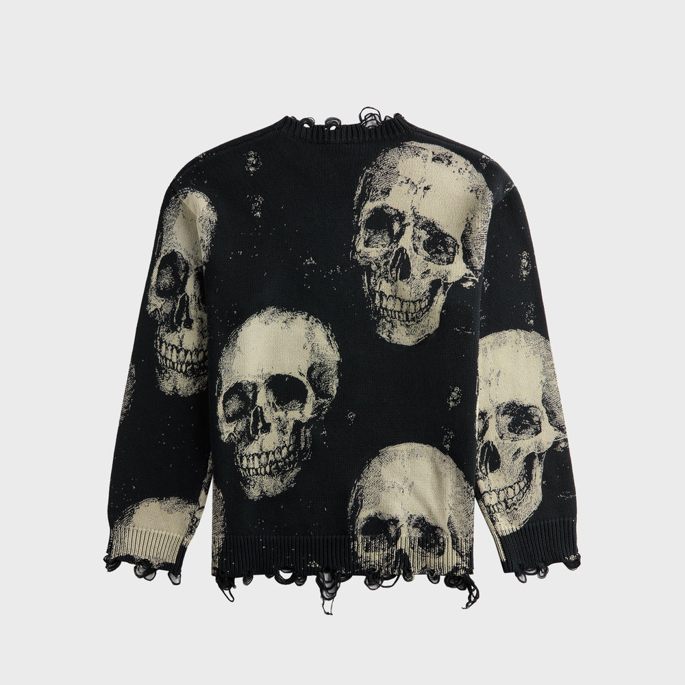 R13 Printed Boyfriend Sweater - Skulls On Black | Kith Skulls On Black