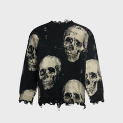 R13 Printed Boyfriend Sweater - Skulls On Black | Kith Skulls On Black