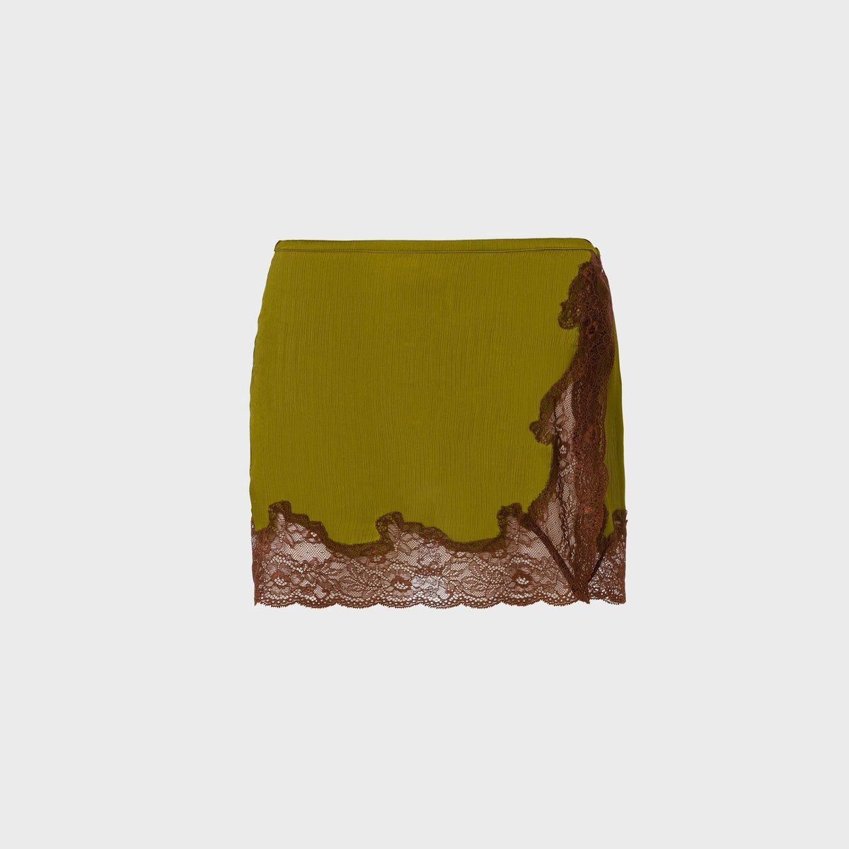 Siedres Lace-Trimmed Satin Mini Skirt - Khaki | Kith Khaki
