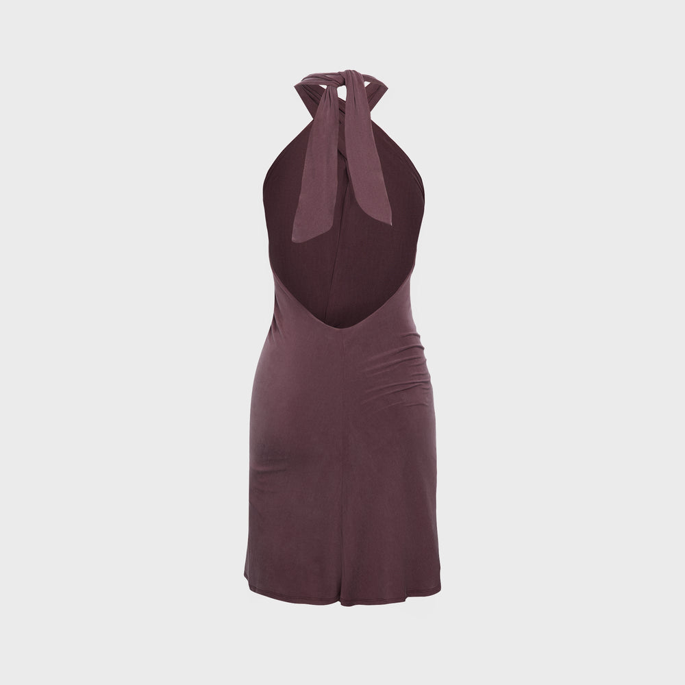 Peachy Den Kylie Halter Knot Dress - Mahogany | Kith Mahogany